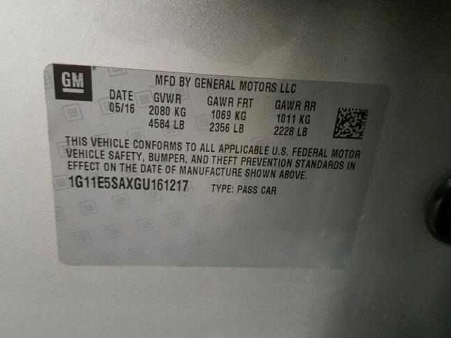 1G11E5SAXGU161217 - 2016 CHEVROLET MALIBU LIM 银色 照片 10