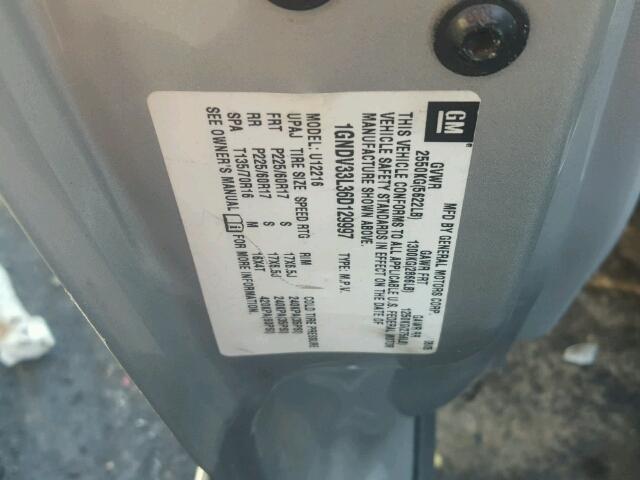 1GNDV33L36D129997 - 2006 CHEVROLET UPLANDER L 银色 照片 10