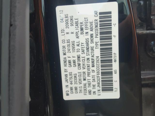 JH4CU2F66CC023924 - 2012 ACURA TSX TECH BLACK photo 10