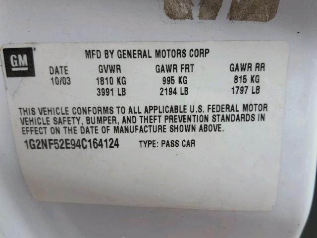 1G2NF52E94C164124 - 2004 PONTIAC GRAND AM S Ağ foto 10