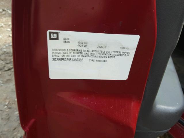 2G2WP522951330382 - 2005 PONTIAC GRAND PRIX BURGUNDY photo 7