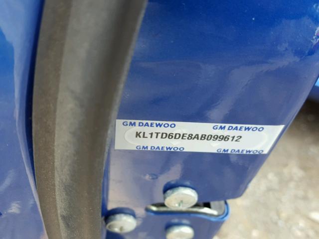 KL1TD6DE8AB099612 - 2010 CHEVROLET AVEO LS BLUE photo 10