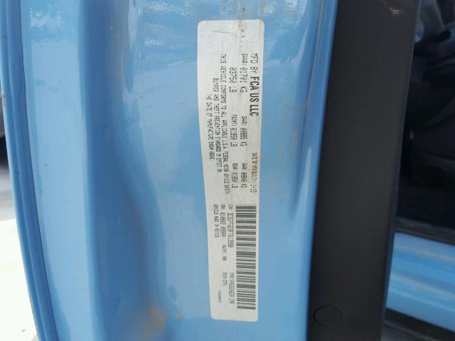 3C3CFFGE8FT613998 - 2015 FIAT 500 ELECTR BLUE photo 10