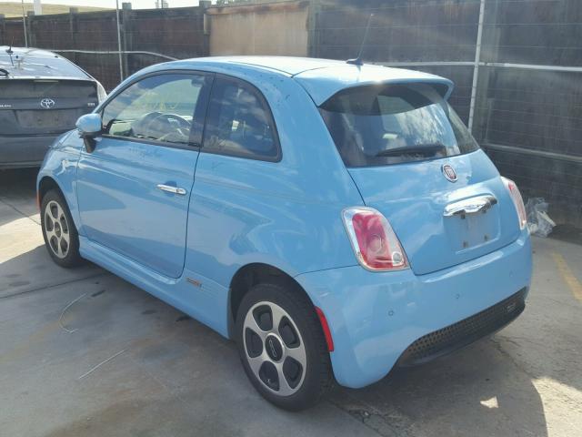 3C3CFFGE8FT613998 - 2015 FIAT 500 ELECTR BLUE photo 3