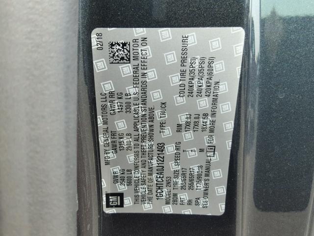 1GCHTCEA0J1221493 - 2018 CHEVROLET COLORADO L CHARCOAL photo 10