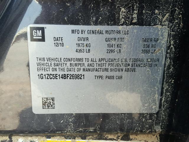 1G1ZC5E14BF269821 - 2011 CHEVROLET MALIBU 1LT 灰色 照片 10