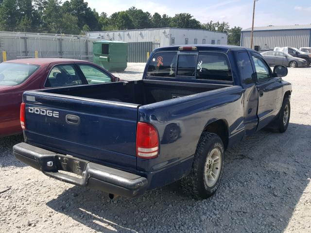 1B7GL22X1YS730351 - 2000 DODGE DAKOTA BLUE photo 4