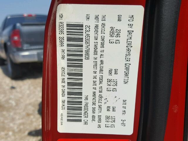 2C3LA53G87H780839 - 2007 CHRYSLER 300 TOURIN RED photo 10