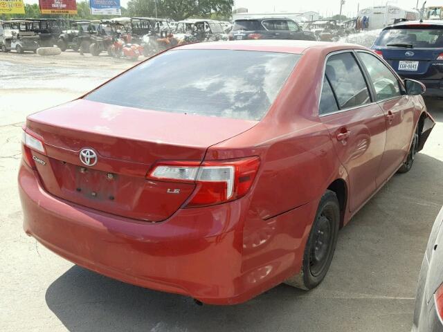 4T4BF1FK0CR258992 - 2012 TOYOTA CAMRY BASE RED photo 4