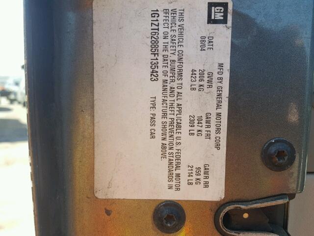 1G1ZT62885F135423 - 2005 CHEVROLET MALIBU MAX CHARCOAL photo 10