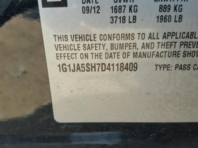 1G1JA5SH7D4118409 - 2013 CHEVROLET SONIC LS 黑色 照片 10