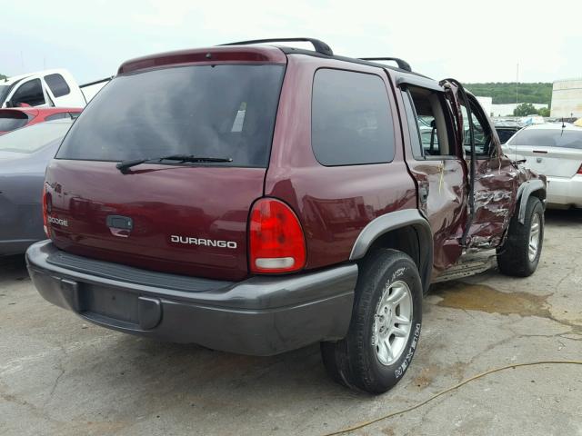 1B4HR38N32F212947 - 2002 DODGE DURANGO SP MAROON photo 4