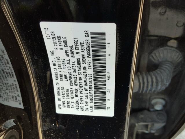 1HGCR3F80DA007050 - 2013 HONDA ACCORD BLACK photo 10