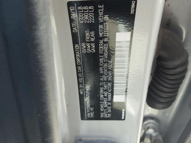 YV1390MW7A2576413 - 2010 VOLVO V50 2.4I SILVER photo 10