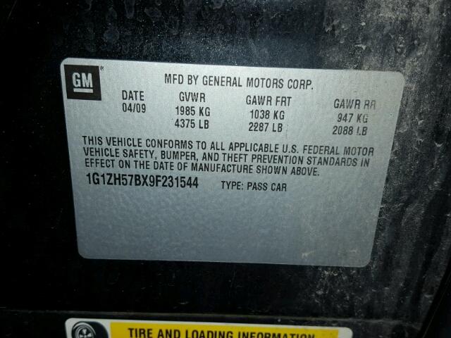 1G1ZH57BX9F231544 - 2009 CHEVROLET MALIBU 1LT BLACK photo 10