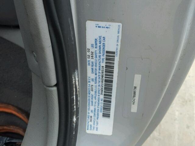 3VWDC21V62M809319 - 2002 VOLKSWAGEN CABRIO GLX 银色 照片 10