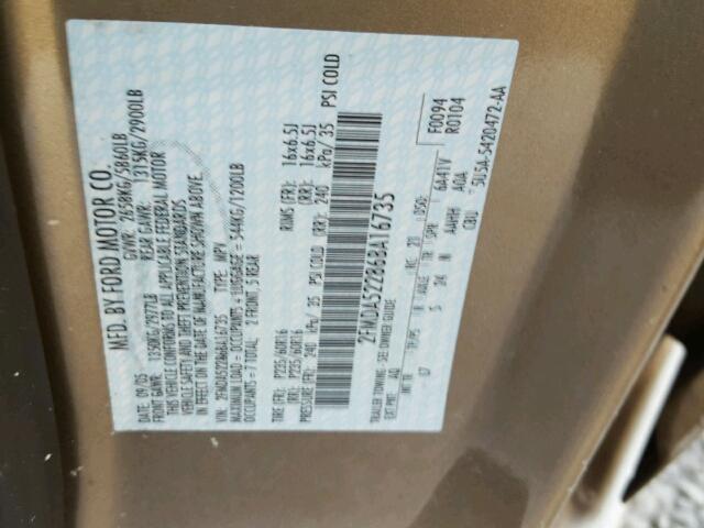 2FMDA52286BA16735 - 2006 FORD FREESTAR BEIGE photo 10