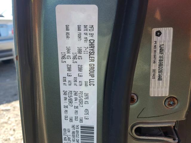 1J4NF1FB9BD281448 - 2011 JEEP COMPASS SP GRAY photo 10