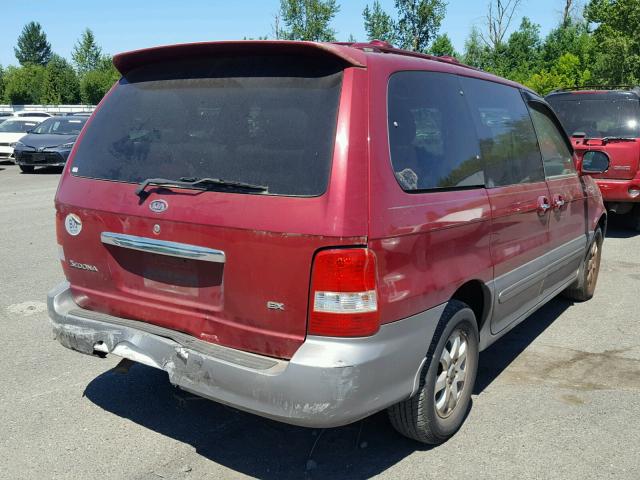 KNDUP132956679626 - 2005 KIA SEDONA EX BURGUNDY photo 4