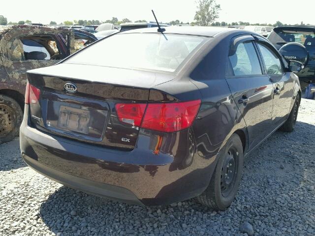 KNAFU4A25A5294020 - 2010 KIA FORTE EX BURGUNDY photo 4