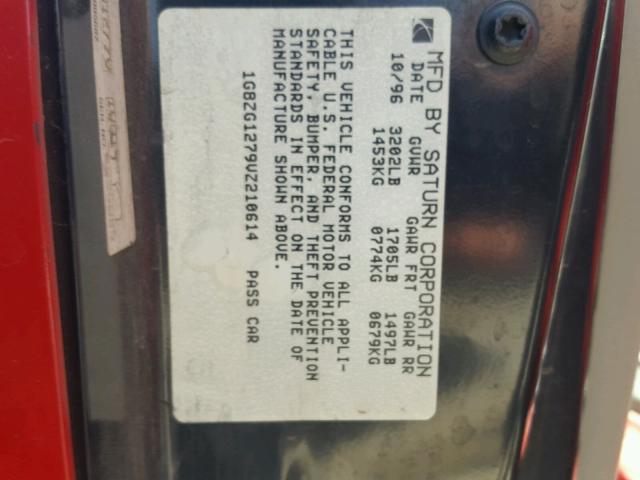 1G8ZG1279VZ210614 - 1997 SATURN SC2 RED photo 10