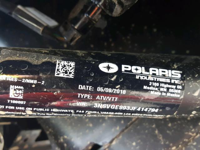 3NSVGE993JF414794 - 2018 POLARIS RZR RS1 BLACK photo 10