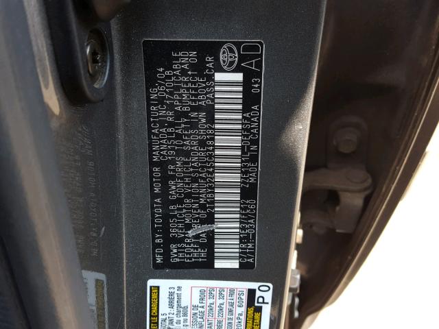 2T1BY32E45C348182 - 2005 TOYOTA COROLLA XR 灰色 照片 10