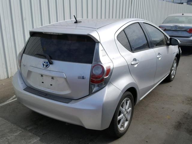 JTDKDTB3XC1005727 - 2012 TOYOTA PRIUS C SILVER photo 4