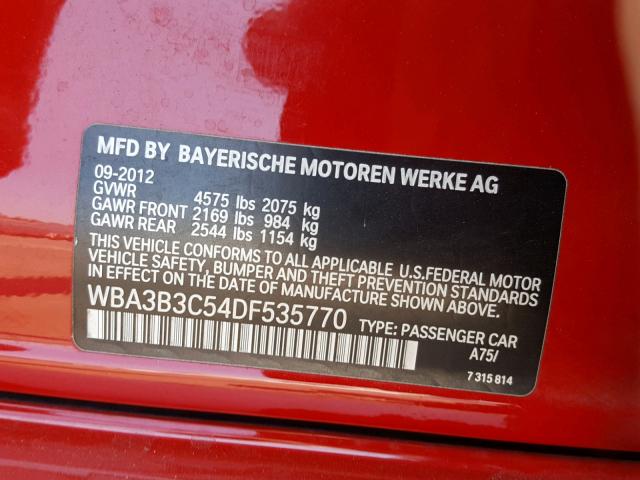WBA3B3C54DF535770 - 2013 BMW 328 XI RED photo 10