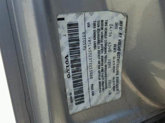 YV1LW5723T2253428 - 1996 VOLVO 850 SILVER photo 10