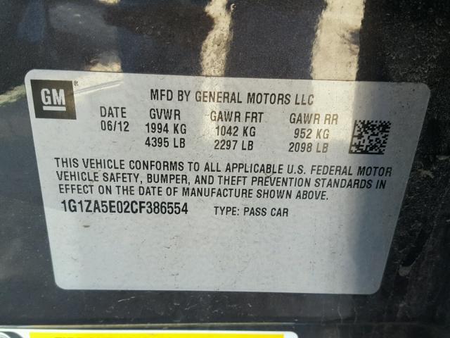 1G1ZA5E02CF386554 - 2012 CHEVROLET MALIBU LS GRAY photo 10