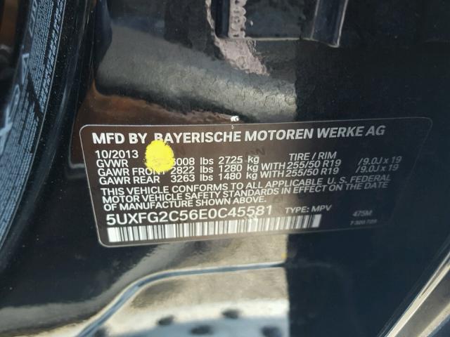 5UXFG2C56E0C45581 - 2014 BMW X6 XDRIVE3 BLACK photo 10