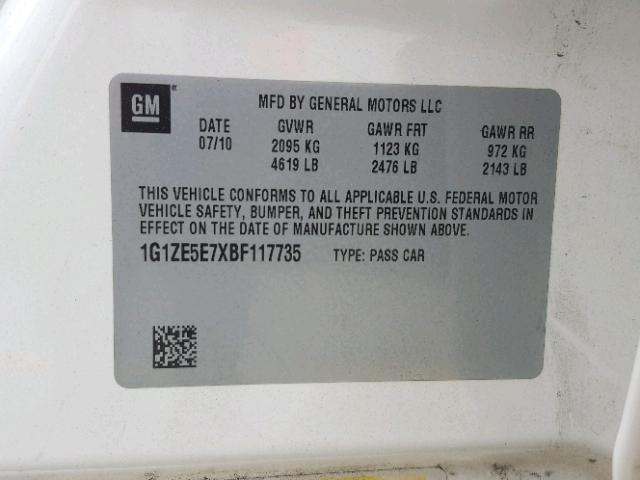 1G1ZE5E7XBF117735 - 2011 CHEVROLET MALIBU LTZ 白色 照片 10