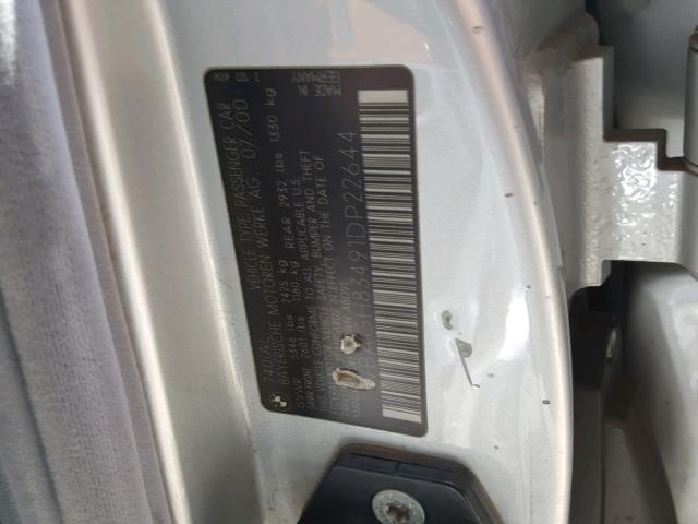 WBAGH83491DP22644 - 2001 BMW 740 IL SILVER photo 10