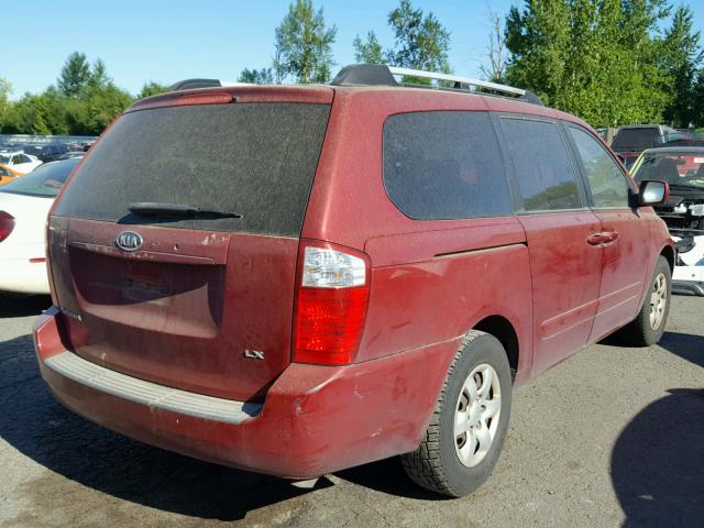 KNDMB233X66022512 - 2006 KIA SEDONA EX BURGUNDY photo 4