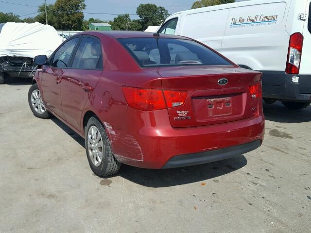 KNAFU4A28A5047784 - 2010 KIA FORTE EX RED photo 3