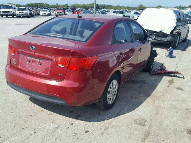 KNAFU4A28A5047784 - 2010 KIA FORTE EX RED photo 4