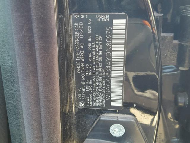 WBAGG8344YDN80975 - 2000 BMW 740 I AUTO BLACK photo 10