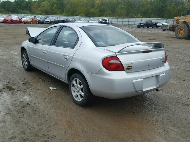 1B3ES56C04D522805 - 2004 DODGE NEON SXT SILVER photo 3