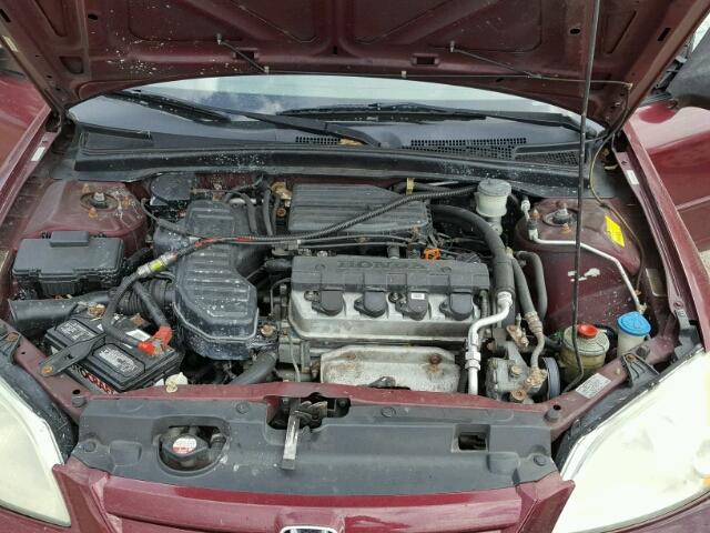 2HGES16522H580859 - 2002 HONDA CIVIC LX MAROON photo 7