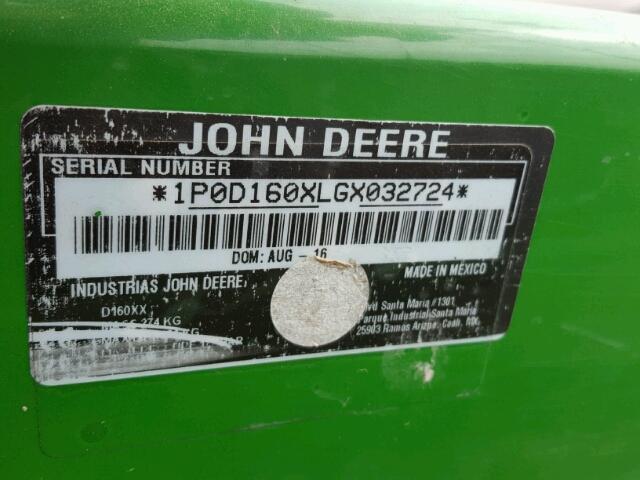 1P0D160XLGX032724 - 2016 JOHN DEERE 3032E GREEN photo 10