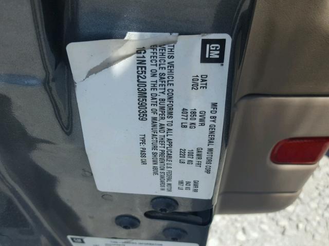 1G1NE52J03M590359 - 2003 CHEVROLET MALIBU LS Сұр фото 10