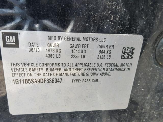 1G11B5SA9DF336047 - 2013 CHEVROLET MALIBU LS Qara foto 10