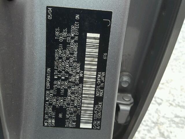 JTLKT324250180546 - 2005 TOYOTA SCION XB Boz foto 10