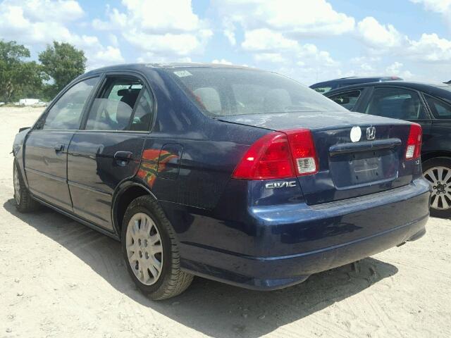 2HGES165X5H607598 - 2005 HONDA CIVIC BLUE photo 3