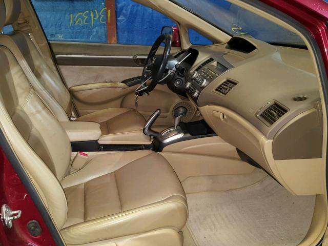 2HGFA16928H523743 - 2008 HONDA CIVIC EXL 红色 照片 5