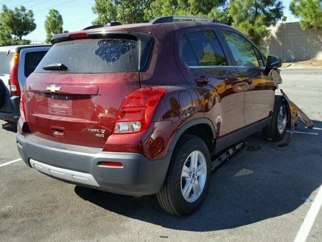 3GNCJPSB2GL158796 - 2016 CHEVROLET TRAX 1LT RED photo 4