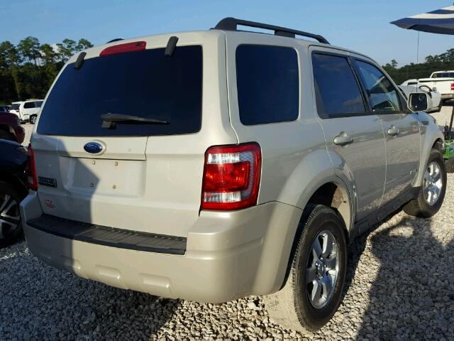 1FMCU04148KB34493 - 2008 FORD ESCAPE BEIGE photo 4