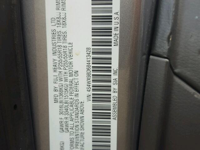 4S4WX98D684413428 - 2008 SUBARU TRIBECA LI 银色 照片 10