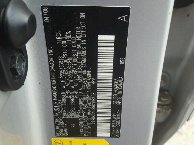 2T2HK31U99C108468 - 2009 LEXUS RX 350 SILVER photo 10